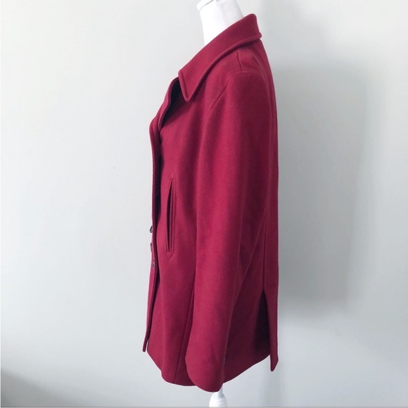J Crew Red Double Breasted Peacoat Size Medium Wool Blend NWOT - Picture 5 of 8